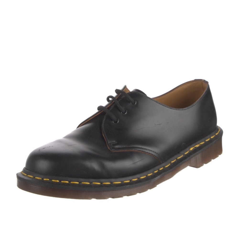 Dr. Martens MADE IN ENGLAD Black Oxford Shoes w/ Yellow Stitching